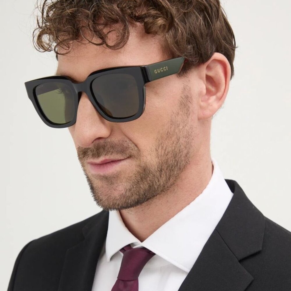 BRAND NEW Gucci GG1670SK 005 Black Red Green Square Unisex Sunglasses